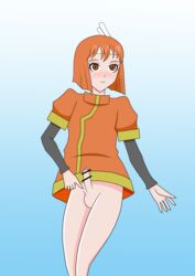 1boy bare_legs bottomless censored femboy fire_emblem fire_emblem:_mystery_of_the_emblem hyntlover male_only nintendo orange_eyes orange_hair short_hair solo xane_(fire_emblem)