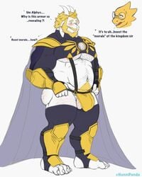 1boy 1boy1girl 1girls 2021 alphys anthro anthro_focus armor asgore_dreemurr balls bara bara_tits beard big_bulge big_chest big_muscles big_pecs big_pectorals black_armwear black_legwear blonde_beard blonde_hair blush bodily_fluids body_hair boss_monster bovid buckle_straps bulge cape caprine chest chest_hair clothing crown dialogue duo english_text eyewear facial_hair female fingerless_gloves footwear fur genitals glasses gloves goat gold_(metal) gold_armlet gold_armor gold_legwear hair handwear happy_trail hi_res horn horns humanoid hunnipanda legwear lizard male male_focus male_only mammal musclegut muscles muscular muscular_anthro muscular_arms muscular_humanoid muscular_legs muscular_male navel orange_body pecs pectorals pubes reptile scalie shoulder_pads simple_background smile solo_focus standing straps suspenders sweat sweatdrop text thick_thighs thigh_highs thong toeless_footwear translucent_clothing unconvincing_armor undertale undertale_(series) underwear url video_games white_background white_body white_fur yaoi_with_female_audience yellow_beard yellow_body yellow_hair