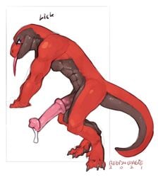 2021 abs animal_genitalia animal_penis anthro big_penis black_body black_scales blue_eyes bodily_fluids claws crouching dripping equine_penis erection flared_penis genital_fluids genitals grey_body grey_claws grey_penis grey_scales hi_res komodo_dragon lizard long_tongue male medial_ring monitor_lizard multicolored_body multicolored_penis multicolored_scales muscular muscular_anthro muscular_male pecs penis pink_penis pink_tongue precum precum_drip red_body red_scales redishdragie reptile scales scalie signature simple_background solo text toe_claws tongue tongue_out two_tone_body two_tone_penis two_tone_scales white_background yagaru