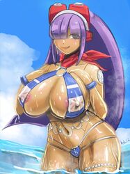 1girls bare_shoulders big_breasts bikini bra breasts female female_only hands_on_breasts hips huge_breasts humanoid kyle-v2 large_breasts layer mega_man mega_man_x mega_man_x_dive nipples nipples_visible_through_clothing panties reploid robot robot_girl robot_joints solo solo_female swimsuit swimsuit_layer_(x_dive) tagme thick thick_thighs thighs wet wide_hips