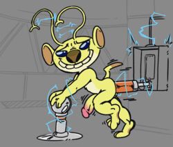 2021 alien anal anal_masturbation anal_sex antennae_(anatomy) big_nose big_teeth blue_eyes brown_nose brown_pawpads colored_sketch digital_drawing_(artwork) digital_media_(artwork) dipstick_tail disney electricity experiment_(lilo_and_stitch) fatzoimp forked_antennae fur genitals hi_res lilo_and_stitch long_antennae looking_at_viewer looking_pleasured male male_penetrated markings masturbation object_insertion pawpads penetration penis sex_toy smile solo sparky_(lilo_and_stitch) tail_markings yellow_body yellow_fur