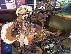 aek-971 ammunition anal anal_sex anthro balls balls_touching battlefield battlefield_4 bird_dog bulletproof_vest camping canid canine canis clothing covering dado463art daven dialogue domestic_dog duo english_text feger_(feger-jager) genitals german_shepherd girly golden_retriever gun hat headgear headwear herding_dog humanoid_genitalia humanoid_penis hunting_dog husky italian italian_flag italy light_machine_gun m249 male male/male male_penetrated male_penetrating male_penetrating_male mammal medic military military_cap netherlands nordic_sled_dog operation_locker pastoral_dog penetration penile penile_penetration penis penis_in_ass pleased prison ranged_weapon retriever rifle sex spitz support text video_games weapon