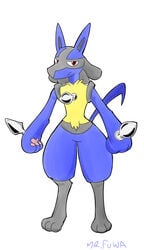 annoyed anthro blue_body blue_fur buttplug canid fur hi_res looking_at_viewer lucario male male_only mammal mr_fuwa nintendo paws plug_(sex_toy) pokemon pokemon_(species) sex_toy simple_background solo spikes video_games yellow_body yellow_fur