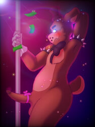 blush bow_tie brown_body brown_fur clothing dancing five_nights_at_freddy's freddy_(fnaf) fur genitals gloves handwear male male_only mammal money penis pole pole_dancing solo toynnies ursid video_games