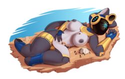 alpha_channel anthro b4s-t3t(discordthege) breasts deity desert discordthege egyptian female hi_res machine macro micro nipples nude protogen sleeping solo