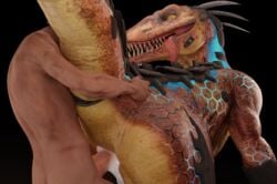 3d_(artwork) animal_genitalia armor ass big_butt big_teeth big_tongue bodily_fluids cloaca cloacal cloacal_penetration cum cum_in_cloaca cum_in_mouth cum_inside cum_on_face cum_on_tongue cum_while_penetrated cybernetics cyborg deinonychus digital_media_(artwork) dinosaur dominant dominant_female dromaeosaurid duo ejaculation erection female feral feral_penetrated genital_fluids genitals glowing glowing_markings hi_res human human_on_feral human_penetrating human_penetrating_feral interspecies killer_instinct long_tongue looking_at_viewer machine male male/female male_on_feral male_penetrating mammal markings microsoft nude open_mouth penetration rareware reptile reptilligator riptor scalie sex sharp_teeth simple_background teeth theropod thick_thighs tongue tongue_out video_games xbox_game_studios zoophilia