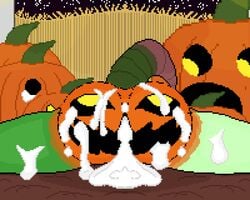 2d 5:4 animated anormalzombie anthro ass bodily_fluids bukkake cum cum_covered cum_drip cum_in_ass cum_in_pumpkin cum_in_pussy cum_inside digital_media_(artwork) dripping excessive_cum female food fruit genital_fluids gif jack-o'-lantern mammal messy murid murine pixel_art plant pumpkin pumpkin_butt rat rodent short_playtime simple_background