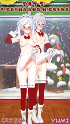 1boy 1girls 3d alternate_costume angry apron bare_legs blush boots both_sexes_in_same_situation breasts christmas christmas_outfit dual_persona embarrassed female femsub fire_emblem fire_emblem_awakening glaring grey_hair grima_(fire_emblem) humiliation lifted_by_self looking_at_viewer male male_and_female_subs malesub medium_breasts multiple_persona multiple_subs naked_apron nintendo nipples no_panties penis presenting presenting_penis presenting_pussy red_eyes robin_(fire_emblem) robin_(fire_emblem)_(female) robin_(fire_emblem)_(male) short_hair topless yumi_(artist)