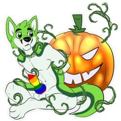 1:1 2021 alpha_channel animal_genitalia anthro balls black_nose bodily_fluids canid canine canis digital_media_(artwork) duo erection fidget_the_fox food fox fruit fur genitals green_body green_eyes green_fur hair halloween holidays jack-o'-lantern kwik_(artist) lgbt_pride male male/male male_penetrated male_penetrating mammal multicolored_penis nude open_mouth penetration penis plant pride_color_penis pride_colors pumpkin rainbow_flag rainbow_penis rainbow_pride_flag rainbow_symbol sex simple_background six-stripe_rainbow_pride_colors telegram telegram_stickers vine_bondage vine_tentacles vinejob vines white_body white_fur