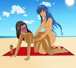 2girls agent_aika ahe_gao aika_sumeragi all_fours alternate_skin_color anoneysnufftan applying_sunscreen asphyxiation ass baroness_(g.i._joe) beach bloodshot_eyes blue_eyes blue_hair blush blushing_profusely breasts brown_hair coppertone dark-skinned_female dark_skin defeated defeated_villainess edasbild embarrassed embarrassed_nude_female female female_only g.i._joe glasses humiliation imminent_death killer_lotion kneeling long_hair lotion lotion_bottle mascara_tears massage mind_break multiple_girls murder nipples nude ocean oil oiled orgasm peril punishment rubbing sand seaside shivie_aika sky snuff suffocation summer sunbathing sunscreen tan tanned towel