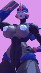arcee arcee_(prime) arcee_(prime)_(trawert) areola areolae big_breasts blue_body blue_eyes breasts cybertronian female nipples robot robot_girl thick_thighs transformers transformers_prime xrazer5