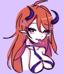 2023 artist_self-insert artist_upload bdsm_gear bigoldstinker breasts demon_girl demon_horns harness muse_dash oc original_character self_insert self_upload