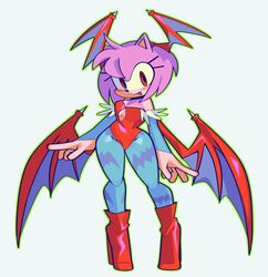 amy_rose clothing cosplay darkstalkers fiinel high_heels lilith_aensland small_breasts sonic_(series) sonic_the_hedgehog_(series)