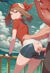 1boy 1girls :3 against_railing ai_generated anal anal_access anal_only anal_only_panties anal_only_pants anal_sex anus ass ass_cutout backless_panties bike_shorts blk9201 cameltoe clothed clothed_sex clothing_cutout cross_section cum cum_in_ass cum_in_intestines cum_inside cumdrip ejaculation female from_behind half-closed_eyes internal_cumshot looking_at_viewer male male_penetrating_female may_(pokemon) ocean outdoors penis penis_in_ass penis_out pokemon pussy_juice railing rectum sex shorts smug x-ray