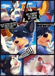 2026 absurd_res age_difference anthro anthro_on_anthro arm_tuft artist_logo artist_name australian_cattle_dog balls bandit_heeler bedroom_eyes big_eyes biped black_body black_ears black_eyebrows black_fur black_nose blue_body blue_ear_tips blue_ears blue_eyebrows blue_eyes blue_fur blue_markings blue_sky blue_tail bluey_(series) bodily_fluids butt canid canine canis canon_x_oc cattledog chair cheek_tuft clenched_teeth clothed clothed/nude clothing cloud comic container cum cum_on_face cup dark_body dark_fur day detailed_background dialogue digital_drawing_(artwork) digital_media_(artwork) dipstick_ears domestic_cat domestic_dog duo dutch_angle ear_markings ear_tuft english_text erection exclamation_point eyebrows eyes_closed facial_tuft fangs felid feline felis fingers flaccid fluffy foreskin foreskin_play foreskin_pull fur fur_tuft furniture genital_fluids genitals glans glistening glistening_bodily_fluids glistening_clothing glistening_eyes glistening_speedo glistening_sweat glistening_swimwear grey_inner_ear half-closed_eyes hand_on_another's_leg hand_on_another's_thigh head_tuft head_turned herding_dog heterochromatic_ears hi_res holding_another's_penis holding_container holding_cup holding_inner_tube holding_object holding_penis humanoid_hands inflatable inner_tube interspecies iris knee_tuft krimsons leg_tuft light_body light_fur light_markings logo looking_at_another looking_at_another's_penis looking_at_genitalia looking_at_partner looking_at_penis looking_down looking_down_at_genitalia looking_down_at_penis looking_pleasured male male/male mammal markings mature_anthro mature_male moan multicolored_body multicolored_ears multicolored_fur multicolored_speech_bubble narrowed_eyes neck_tuft nude nude_anthro nude_male older_male on_chair open_mouth open_smile orgasm outside outside_sex pastoral_dog penis pink_glans pink_inner_ear pink_nose pointy_ears pointy_speech_bubble prick_ears pupils red_clothing red_speedo red_swimwear red_tongue seductive sex shoulder_tuft sitting sitting_on_chair sky smile smiling_at_another smiling_at_partner snout speech_bubble speedo speedo_only spread_legs spreading surprised sweat sweaty_face swimwear tail talking_to_another talking_to_partner teeth text thigh_tuft three-quarter_view tongue tongue_out topless topless_anthro topless_male tuft tuxedo_cat two_tone_speech_bubble white_balls white_body white_clouds white_eyebrows white_fur white_penis white_sclera white_text wide_eyed yellow_body yellow_fur younger_male