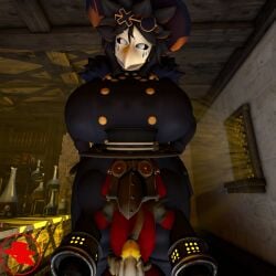 3d 3d_(artwork) animal_mask anthro beak_mask big_breasts boiboi9999 breasts clothed clothing digital_media_(artwork) dr._belle duo erection female genitals hat headgear headwear hi_res human humanoid machine male mammal mark_(boiboi9999) mask not_furry passbass penis plague_doctor robot simple_background size_difference source_filmmaker_(artwork)