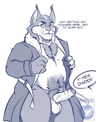 anthro aroused aroused_male balls barazoku bathrobe bathrobe_only belly belly_hair big_belly big_muscles big_pecs body_hair chest_hair claws clothed clothing daddy_kink dialogue disney english_text erection exposed_chest exposed_crotch eyebrows father_(lore) father_and_child_(lore) father_and_son_(lore) felid feline fur gay genitals grey_body grey_fur happy_trail hi_res imminent_sex incest incest_(lore) inviting inviting_to_sex lay0wn looking_at_viewer lynx male male/male mammal manly milton_lynxley musclegut muscular muscular_anthro muscular_arms muscular_male muscular_thighs nipple_piercing nipples offering_sex offering_to_viewer open_bathrobe open_clothing parent_(lore) parent_and_child_(lore) parent_and_son_(lore) pawbert_lynxley pecs penis piercing pose presenting presenting_body presenting_penis pubes robe seducing_viewer simple_background solo son_(lore) speech_bubble standing text thick_arms thick_eyebrows thick_thighs vein veiny_penis whiskers white_background white_body white_fur yaoi zootopia