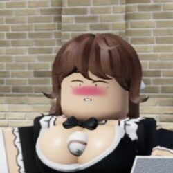 1girls 3d baseball blush breasts cleavage clothed female female_only keiko_seiki lowres maid_uniform medium_breasts roblox robloxian solo source_request tagme