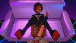 1futa 1girls 3d 3d_(artwork) 3d_model black_hair black_lipstick black_nails boots choker dark-skinned_female dark_skin dezerbitch female fishnet_legwear futanari goth goth_girl horse_penis horsecock nipple_piercing nipples oc one_eye_closed original_character peace_sign platform_heels race_swap ruby_rose rwby silver_eyes sticking_out_tongue tan_body tan_skin tongue_out