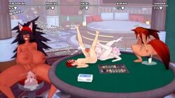 3d anal_insertion anal_masturbation big_ass big_breasts big_penis black_hair bottle_in_ass bottle_insertion catboy cum cum_on_face cumming cumming_while_penetrated double_penetration double_sided_dildo femboy fingering fingering_pussy fox_ears foxgirl group_masturbation hiderlink20 koikatsu masturbation moruke_omura_(character) pink_hair poker_table pussy pussy_juice red_hair squatting strip_poker vaginal_masturbation