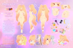 2021 anthro barefoot biped canid canine deerstail english_text erection feet genitals male mammal model_sheet pamyu_love penis purple_background simple_background text