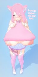 1girls 3d adelle_(tightertemp) animal_ears bell_collar bent_forward big_breasts big_nipples blue_background blush boobs_popping_out brat bratty breast_suppress breasts breasts_bigger_than_head busty cat_bell cat_ears cat_girl cat_tail catgirl cel_shading clothes_too_small collar cone_nipples dialogue embarrassed exposed_breasts exposed_nipples feline female flustered footwear front_view high-angle_view huge_breasts hyper_breasts ineffective_clothing inner_ear_fluff koikatsu large_breasts light-skinned_female light_skin long_tail looking_away pink_clothes pink_clothing pink_collar pink_ears pink_eyes pink_hair pink_neckwear pink_nipples pink_theme pov presenting purple_eyes shadow shirt_open shortstack silver_bell_(object) skirt small_ass small_but_busty solo solo_female tail_around_leg tail_between_legs text thin thin_thighs thin_waist tightertemp top_heavy top_heavy_breasts wardrobe_malfunction white_footwear white_shoes