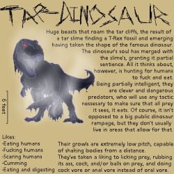 animal_genitalia balls cock dinosaur feral information information_sheet medial_ring musk musk_clouds musky_butt musky_cock red_eyes sharp_teeth simple_background steam steaming steaming_body steamy steamy_ass steamy_breath steamy_penis t-rex tapering_penis tar tar_creature text tongue tyrannosaurid tyrannosaurus tyrannosaurus_rex yakuman_player_(artist)