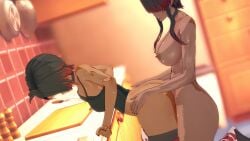 1futa 1girls 3d 3d_animation animated ass black_hair black_lipstick black_nails choker counter cum_in_pussy cum_inside dark-skinned_female dark_skin dezerbitch female freckles from_behind futa_with_female futanari goth goth_girl huge_cock kitchen large_ass large_breasts longer_than_30_seconds no_sound oc on_table original_character pajama_pants pajama_shirt pajamas race_swap ruby_rose rwby shorter_than_one_minute silver_eyes sweat tagme tan_body video