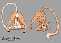 animal_genitalia animal_penis anthro anus balls chest_tuft felid feline_penis fur genitals green_eyes hi_res jack-o'_pose male mammal occvlt_kitten penis pose presenting solo spots spotted_body spotted_fur tuft