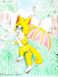 3:4 anthro chiropteran dust:_an_elysian_tail felid feline female fidget genitals hi_res mammal nimbat paws pussy solo video_games yordraw