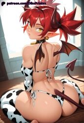 1girls ai ai_assisted ai_generated animal_print anime artist_name ass back bell bikini blush breasts collar cow_print cow_print_bikini cowbell demon_girl demon_horns demon_tail demon_wings dibzprintz disgaea earrings elbow_gloves etna fansly female from_behind gloves hair_between_eyes hi_res high_quality high_resolution highres horns jewelry looking_at_viewer looking_back neck_bell parted_lips patreon_username pointy_ears print_bikini red_hair side-tie_bikini_bottom sitting skull_earrings solo stirrup_legwear swimsuit tail thighhighs toeless_legwear twintails wariza watermark wings yellow_eyes