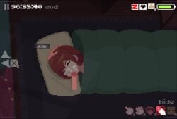 animated bed blowjob cum cum_in_mouth cum_on_face explicit female kaede_(rec) naked_female pixel_art rec_(game) sleep_molestation sleeping sound sound_effects swallowing swallowing_cum tagme video