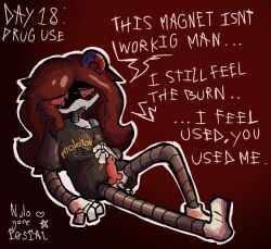 1boy artist_signature band_shirt broken_rape_victim crying cum_in_ass drugged_rape dubcon english_text intoxicated knotted_penis leaking_cum male_only molotov_(band) murder_drones nulogonepostal oc puke rape robot_boy solo solo_focus solo_male tears vomit worker_drone