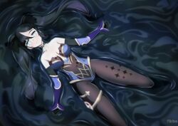 1girls absurdly_long_hair average_breasts black-haired_female black_choker black_hair black_hair_ribbon black_hair_tie black_legwear black_pantyhose black_ribbon blank_expression blank_eyes blank_stare blue-eyed_female blue_eyes breasts breasts_apart choker dark_background elbow_gloves emotionless female female_only genshin_impact gloves hair_ribbon hair_tie inframammary_fold inguinal_crease inguinal_ligament legwear leotard long_gloves lying lying_down lying_on_back medium_breasts mona_(genshin_impact) neutral_expression on_back pantyhose petite petite_body petite_breasts petite_female petite_girl purple_elbow_gloves purple_gloves purple_leotard purple_long_gloves purple_topwear ribbon rinine thigh_gap topwear twintails twintails_(hairstyle) very_long_hair very_long_hair_female