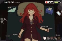 bed bra covered_in_cum cum cum_in_mouth cum_in_pussy cum_on_breasts cum_on_face explicit female no_panties patting_head pixel_art rec_(game) red_hair sleeping tagme video yuna_(rec)