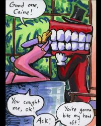 2boys caine_(the_amazing_digital_circus) comic dialogue full_color glitch_productions jax_(the_amazing_digital_circus) male/male male_focus male_only mouthplay multiple_images oral_vore part_2 same_size_vore the_amazing_digital_circus traditional_media_(artwork) vore vore_comic yaoi