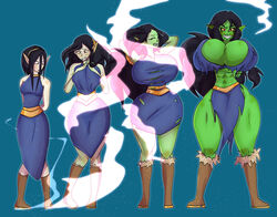 ass_expansion brainwashing breast_expansion corruption elf_female female gigajule5 green_skin hair_growth huge_ass huge_breasts hypnosis identity_death lip_expansion orc_female pointy_ears sharp_teeth species_transformation thick_thighs transformation transformation_sequence wide_hips