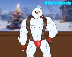 1boy 1male abs anthro anthro_only anthrofied antlers armwear avian biceps black_nose bulge carrot christmas_tree clothed clothing epic_games fortnite gay half-closed_eyes looking_at_viewer male male_only mammal muscles muscular nipples partially_clothed polishbonnie signature snow snowman snowmando_(fortnite) solo solo_male standing underwear wide_hips