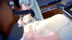 1boy 1boy1girl 1girls 3d_animation animated bedroom bedroom_sex black_sleeves blue_hair breasts clothed_female_nude_male clothed_sex couch couch_sex dorm_room female female_focus girls'_frontline girls'_frontline_2:_exilium grey_hair hair_ornament hairclip high_ponytail hk416_(girls'_frontline) indoors indoors_sex klukai_(girls'_frontline_2) klukai_(speed_star)_(girls'_frontline_2) koikatsu koikatsu_(medium) leg_up leg_up_sex long_hair male/female no_panties on_couch pleasedbyviolet ponytail ponytail_female pov pov_male pov_male_view sex sound tagme tight_clothing twitter vaginal_penetration vaginal_sex video voice voice_acted white_bodysuit