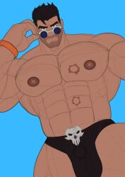 bara big_pecs cresxart male male_focus male_only marvel marvel_rivals muscular muscular_male no_visible_genitalia punisher_(aqua_arsenal) punisher_(francis_castle) solo sunglasses work_in_progress