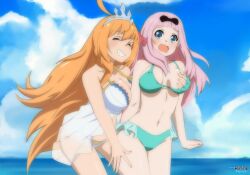 2d 2d_(artwork) 2d_artwork 2girls alternate_version_at_source alternate_version_available bare_arms bare_belly bare_chest bare_hands bare_hips bare_legs bare_midriff bare_navel bare_shoulders bare_skin bare_thighs belly belly_button big_breasts bikini bikini_bottom bikini_only bikini_top black_bow black_hair_bow blue-eyed_female blue_background blue_eyes blue_sky blunt_bangs blush blush_face blushing_at_viewer blushing_female boob_grab breast_grab breast_grab_from_behind breast_grabbed_from_behind breast_squeeze breasts brown-haired_female brown_eyebrows brown_hair busty busty_female busty_girl busty_teen caressing_breasts cleavage closed_eyes clouds collarbone curvaceous curvaceous_body curvaceous_female curvaceous_figure curvaceous_hips curvy curvy_body curvy_female curvy_figure curvy_hips day daylight daytime digital digital_art digital_drawing digital_drawing_(artwork) digital_media digital_media_(artwork) embarrassed embarrassed_expression embarrassed_female exposed_arms exposed_belly exposed_chest exposed_hips exposed_legs exposed_midriff exposed_navel exposed_shoulders exposed_skin exposed_thighs female female_focus female_only fingernails fingers flustered flustered_female fondling fondling_breasts fujiwara_chika ginger ginger_hair grabbing_breast grabbing_breasts grabbing_breasts_from_behind grabbing_tits green_bikini green_bikini_bottom green_bikini_top green_swimsuit green_swimwear grin groin grope grope_from_behind groped_from_behind groping groping_breast groping_breasts groping_chest groping_from_behind hairbow half_naked half_nude halterneck hand_on_another's_leg hand_on_another's_thigh hand_on_leg hand_on_thigh high_resolution high_school_student highres hourglass_figure kaguya-sama_wa_kokurasetai_~tensai-tachi_no_renai_zunousen~ large_boobs large_breasts lean_figure linea_alba long_hair looking_at_viewer midriff more_at_source multiple_females multiple_girls naked naked_female naked_woman narrow_waist navel nude nude_female nudity open_mouth orange-haired_female orange_eyebrows orange_hair orange_hair_female outdoor outdoor_nudity outdoors outside parted_lips pecorine pink-haired_female pink_eyebrows pink_hair plump_breasts princess_connect! rinine school_girl semi_nude shoulders sky slender_body slender_waist slim_waist smile smiley_face smiling smiling_at_another smiling_at_partner squeezing_breast squeezing_breasts standing stomach string_bikini swimsuit swimwear teen_girl teenage_girl teenage_tits teenager thick_thighs thighs tongue upper_body white_bikini white_bikini_bottom white_bikini_top white_swimsuit white_swimwear wide_hips young_female young_woman