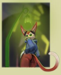 1boy anthro ass big_ears blinx blinx_the_time_sweeper bottomless clothed clothing domestic_cat felid feline felis fur furry furry_only gay green_eyes hi_res long_tail looking_away lovettica male male_only mammal microsoft multicolored_body presenting presenting_hindquarters public public_exposure red_body red_fur solo video_games xbox_game_studios