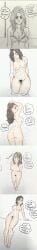 1girls abs aged_up aged_up_character athletic_female attack_on_titan colored female_abs female_pubic_hair fit_female gabi_braun hair_down hourglass_figure inner_monologue inner_thoughts mentioned_character pencil_(artwork) pubic_hair shingeki_no_kyojin shower showering snk_andree_art solo solo_female spanish_text thinking_of_someone_else traditional_media_(artwork) undressing untied_hair