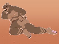 2d_animation anal_wink animated anthro anus ass backsack balls bear bouncing_balls brown_background brown_body brown_fur butt_jiggle frame_by_frame fur genitals hi_res jiggling lying male mammal markings nootkep nude on_side paws perineum presenting presenting_anus simple_background solo spread_butt spreading star_(marking)