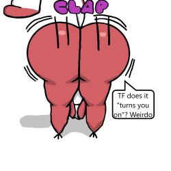 1boy 2d 2d_artwork anartenjoyer anthro ass ass_focus big_ass big_butt chikn_nuggit clapping_cheeks hawt_saus_(chikn_nuggit) male onomatopoeia solo solo_anthro solo_male speech_bubble squirrel twerking