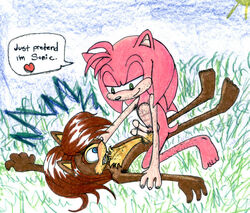 amy_rose archie_comics beige_fur beige_skin brown_fur color dialog english_text fur furry furry_only genderbend genderswap hedgehog interspecies male male_only mobian_(species) multiple_males outdoors penis pink_fur rule_63 sally_acorn schistslag sega skin sonic_(series) sonic_satam sonic_the_hedgehog_(archie) sonic_the_hedgehog_(comics) sonic_the_hedgehog_(series) speech_bubble squirrel straddle text yaoi