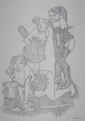 cinderella cinderella_(fairy_tales) fairy_tales grimms'_fairy_tales monochrome nipples pencil_(artwork) public_domain tagme traditional_media_(artwork) wicked_stepsisters