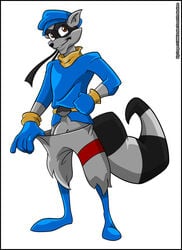 00s 1boy 2008 accurate_art_style furry gloves male male_only pants penis penis_peek simple_background sly_cooper sly_cooper_(series) smooth_fur solo verona7881 video_games white_background