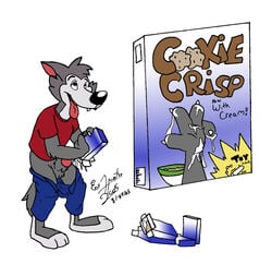 2005 anthro canine chip_the_wolf cookie_crisp furry grey_fur male male_only mammal mascot masturbation tagme wolf