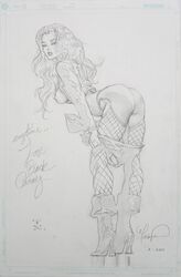 artist_logo artist_signature black_canary bristol_board dc green_arrow_(series) mark_texeira monochrome signature tagme traditional_media_(artwork)